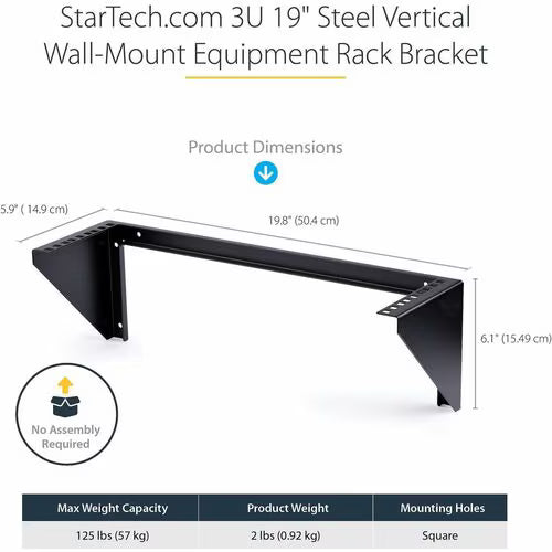 StarTech 3U 19in Steel Vertical Wall Mount Equipment Rack Bracket