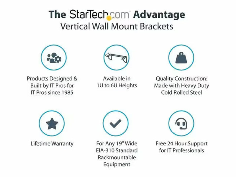 StarTech 3U 19in Steel Vertical Wall Mount Equipment Rack Bracket