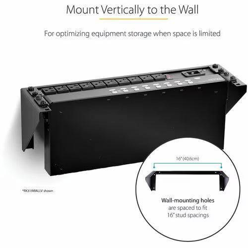 StarTech 3U 19in Steel Vertical Wall Mount Equipment Rack Bracket