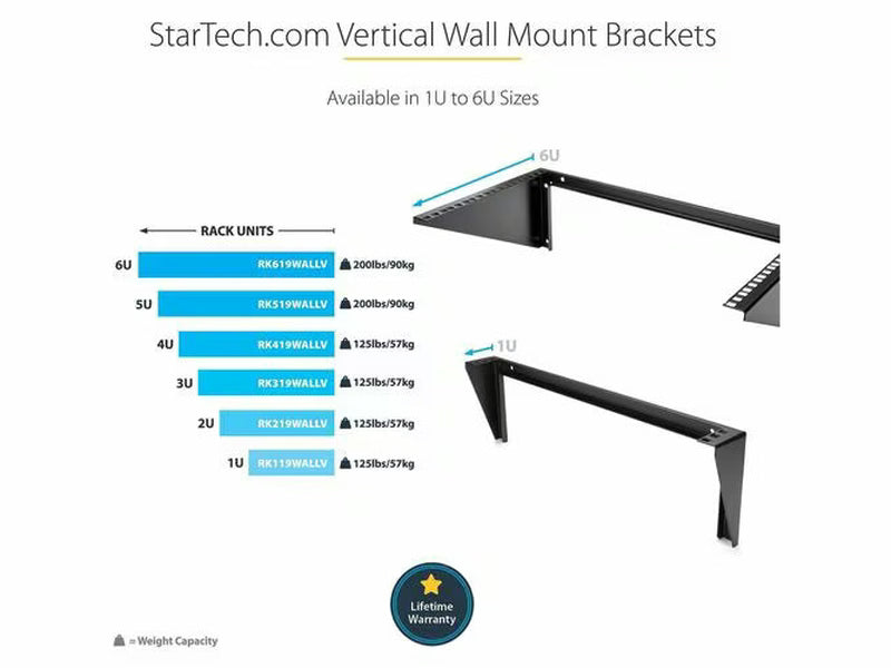 StarTech 3U 19in Steel Vertical Wall Mount Equipment Rack Bracket