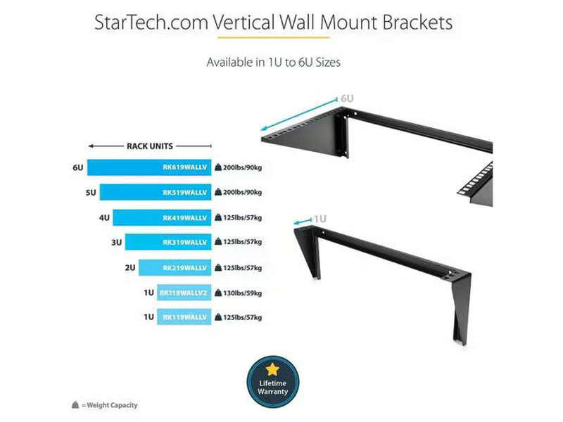 StarTech 4U 19in Steel Vertical Wallmount Equipment Rack Bracket