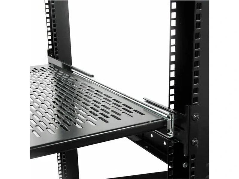 StarTech 2U Adjustable Mounting Depth Vented Sliding Rack Mount Shelf – 50lbs / 22.7kg
