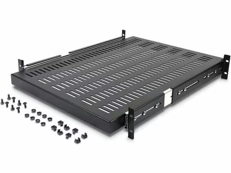 StarTech 2U Adjustable Mounting Depth Vented Sliding Rack Mount Shelf – 50lbs / 22.7kg