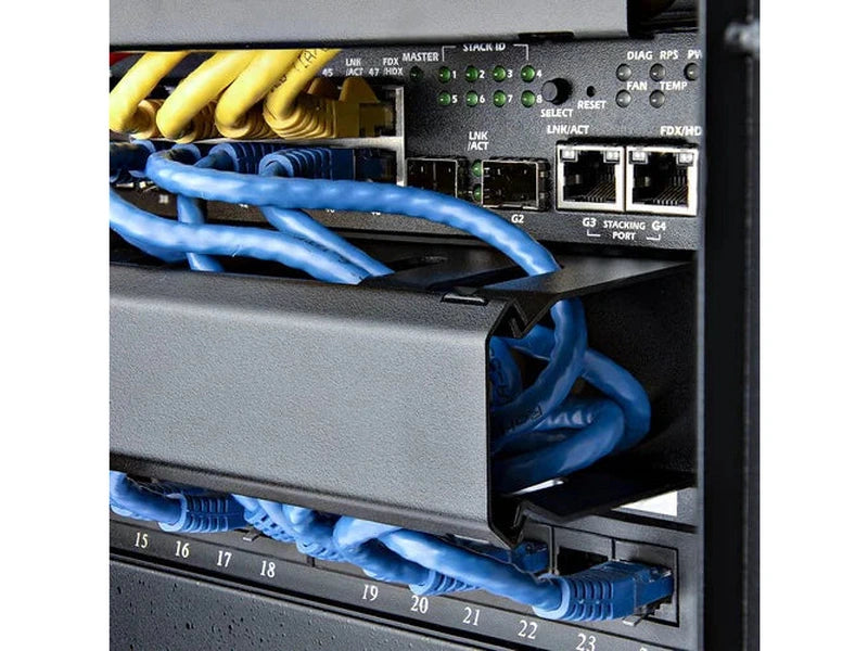 StarTech 1U Horizontal Finger Duct Rack Cable Management Panel with Cover