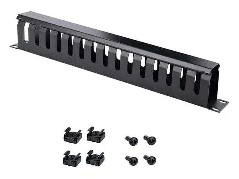 StarTech 1U Horizontal Finger Duct Rack Cable Management Panel with Cover