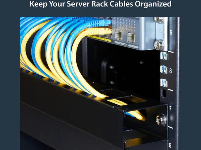 StarTech 1U Horizontal Finger Duct Rack Cable Management Panel with Cover