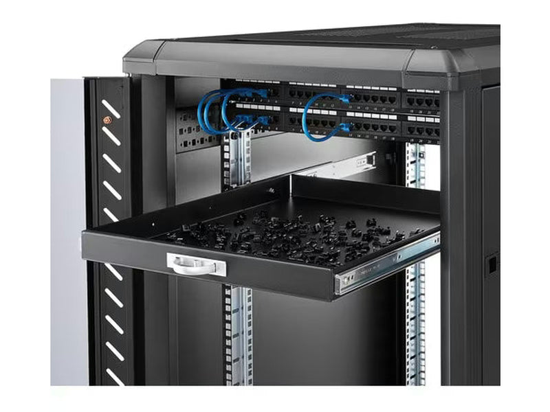 StarTech 1U Sliding Server Rack Mount Keyboard Shelf Tray, 55lbs 25Kg , 22in 55cm Deep Steel Pull Out Drawer for 19" Equipment Rack