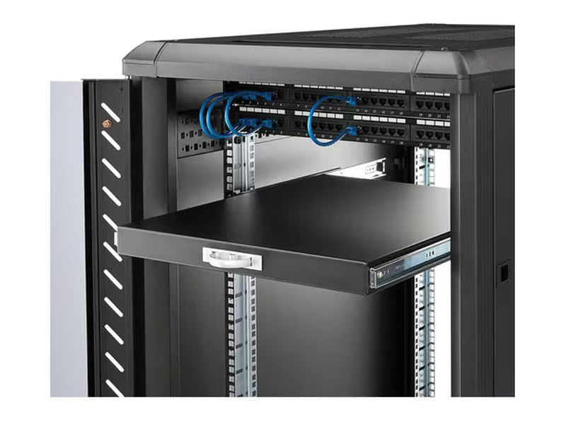 StarTech 1U Sliding Server Rack Mount Keyboard Shelf Tray, 55lbs 25Kg , 22in 55cm Deep Steel Pull Out Drawer for 19" Equipment Rack
