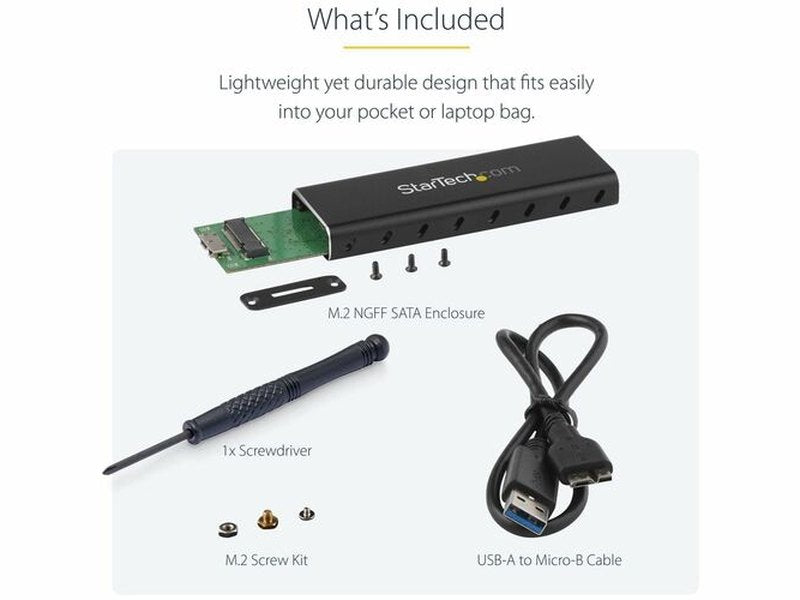 StarTech M.2 SATA External SSD Enclosure - USB 3.0 with UASP