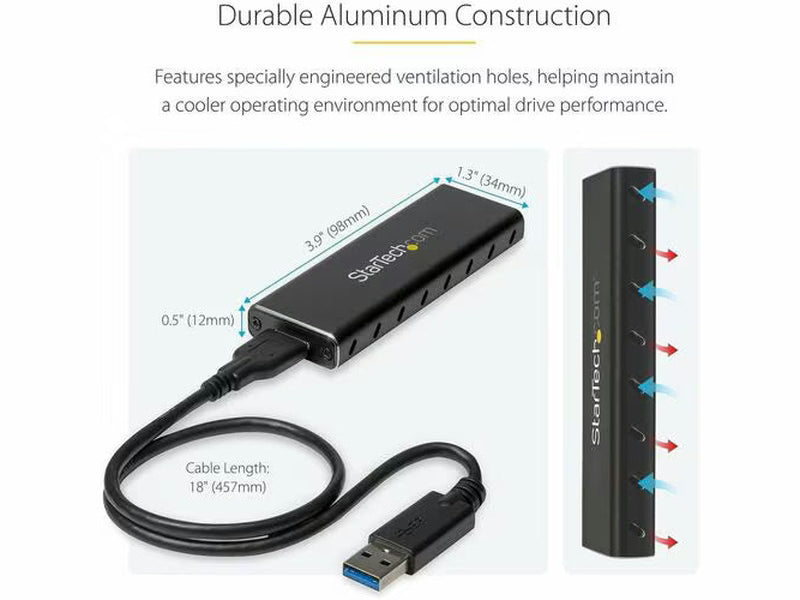 StarTech M.2 SATA External SSD Enclosure - USB 3.0 with UASP