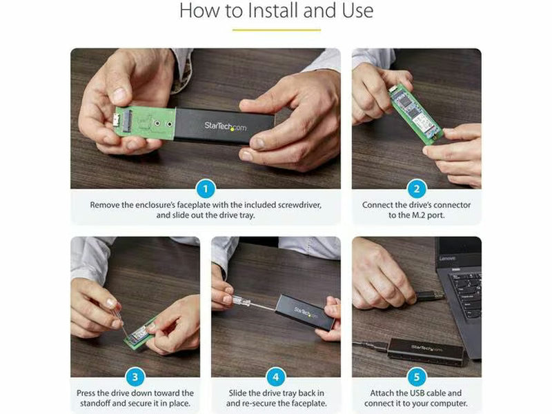 StarTech M.2 SATA External SSD Enclosure - USB 3.0 with UASP