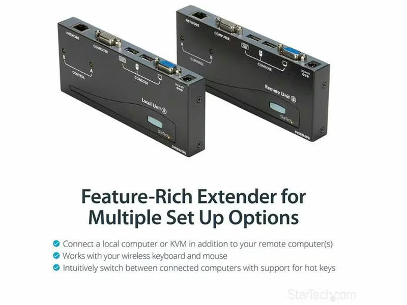 StarTech 500ft VGA KVM Over IP Extender - PS/2 & USB Host - KVM Console Over CAT5 Ethernet for Multiple Servers / Computers