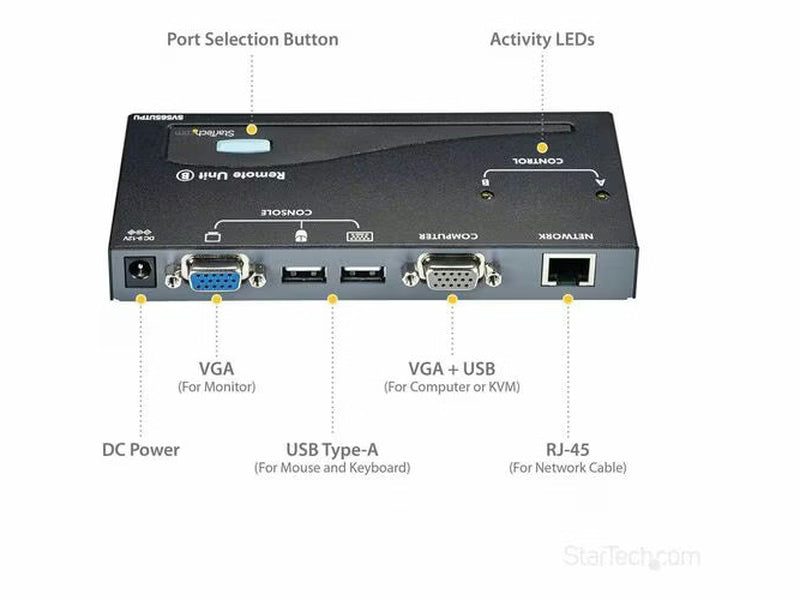 StarTech 500ft VGA KVM Over IP Extender - PS/2 & USB Host - KVM Console Over CAT5 Ethernet for Multiple Servers / Computers