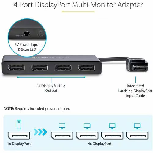 StarTech Multi Stream Transport Hub – DisplayPort™ to quad head DisplayPort MST hub