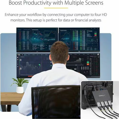 StarTech Multi Stream Transport Hub – DisplayPort™ to quad head DisplayPort MST hub