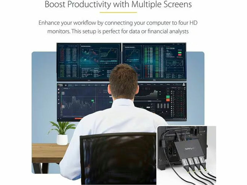 StarTech Multi Stream Transport Hub – DisplayPort™ to quad head DisplayPort MST hub