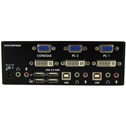 StarTech Commutateur KVM USB, VGA et DVI 2/4-Port avec Audio et Hub USB 2.0