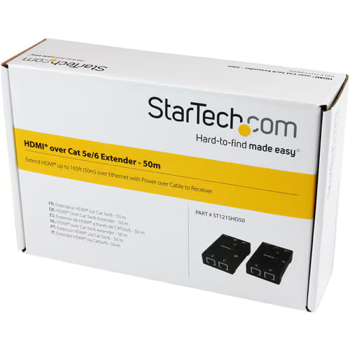 StarTech HDMI Over CAT5/CAT6 Extender with Power Over Cable - 165 ft (50m)