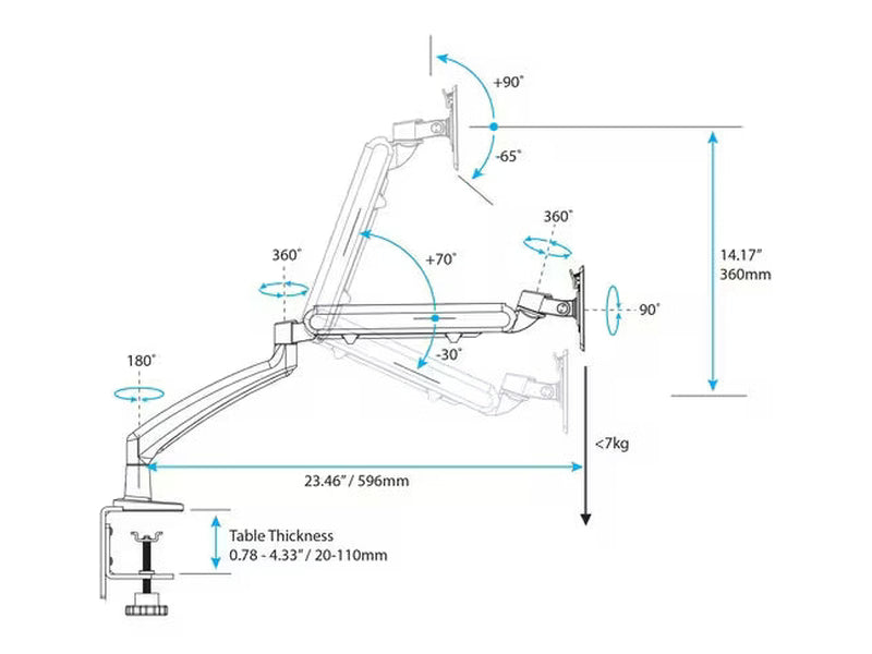 StarTech Single-Monitor Arm - One-Touch Height Adjustment - Slim-Profile for VESA Mount Monitors up to 34" (15.4lb/7kg)