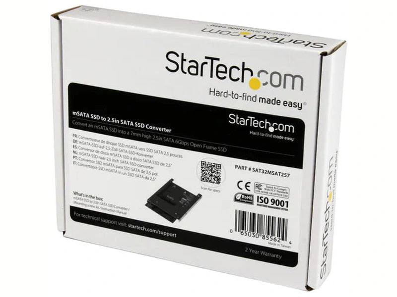 StarTech mSATA SSD to 2.5in SATA Adapter Converter