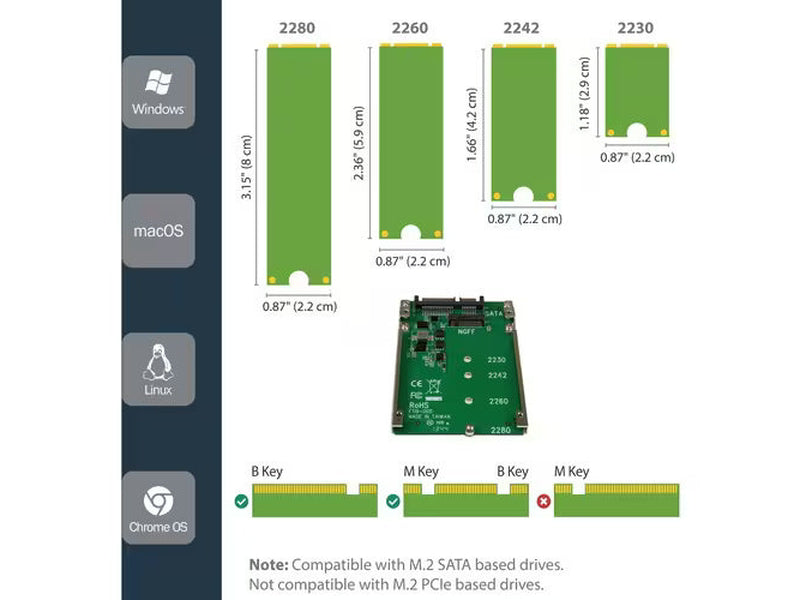 StarTech M.2 NGFF SSD to 2.5in SATA Adapter Converter