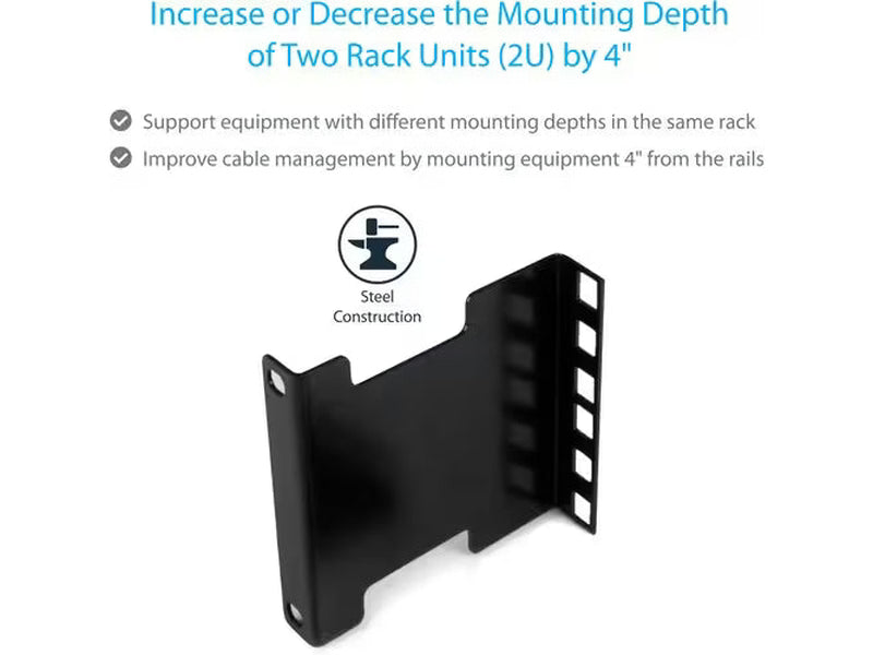 StarTech 2U Server Rack Depth Extender Adapter Kit - Recess or Extend 4"