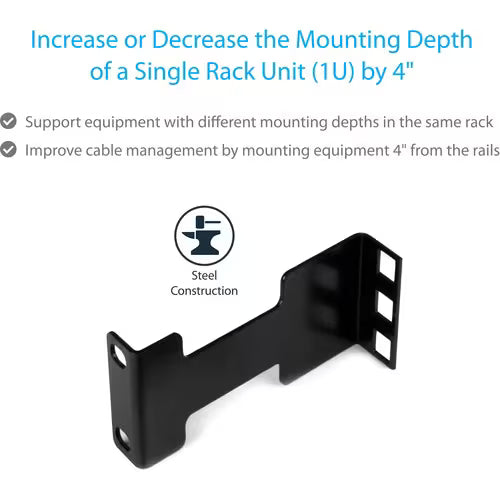 StarTech Rail Depth Adapter Kit for Server Racks - 4 in. (10 cm) Rack Extender