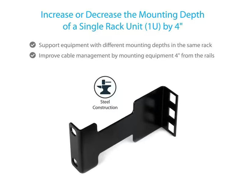 StarTech Rail Depth Adapter Kit for Server Racks - 4 in. 10 cm Rack Extender