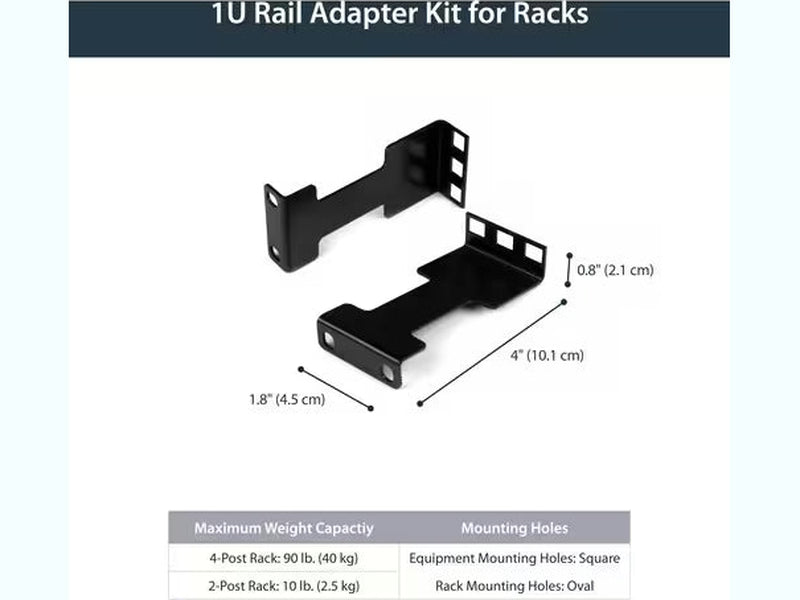 StarTech Rail Depth Adapter Kit for Server Racks - 4 in. 10 cm Rack Extender