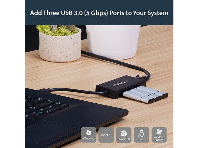 StarTech 3 Port Portable USB 3.0 Hub with Gigabit Ethernet Adapter NIC - 5Gbps