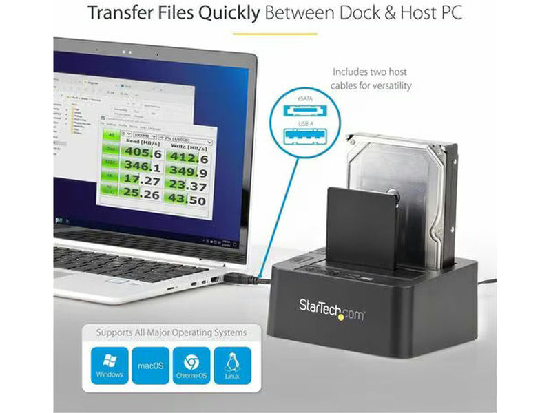 StarTech eSATA / USB 3.0 Hard Drive Duplicator Dock – Standalone HDD Cloner with SATA 6Gbps for fast-speedduplication