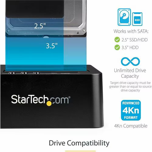 StarTech eSATA / USB 3.0 Hard Drive Duplicator Dock – Standalone HDD Cloner with SATA 6Gbps for fast-speedduplication