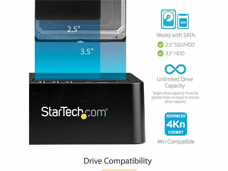 StarTech eSATA / USB 3.0 Hard Drive Duplicator Dock – Standalone HDD Cloner with SATA 6Gbps for fast-speedduplication