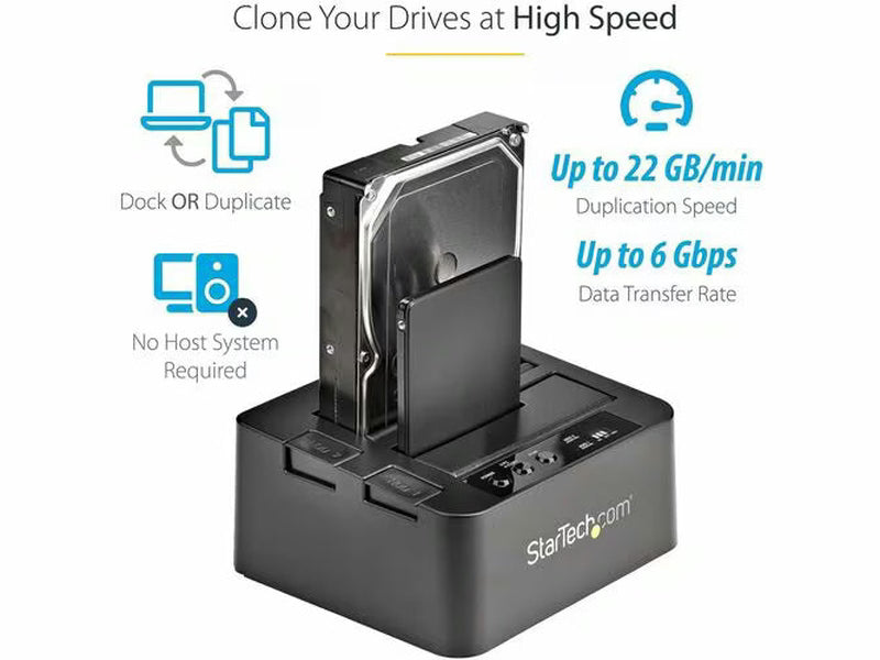 StarTech eSATA / USB 3.0 Hard Drive Duplicator Dock – Standalone HDD Cloner with SATA 6Gbps for fast-speedduplication