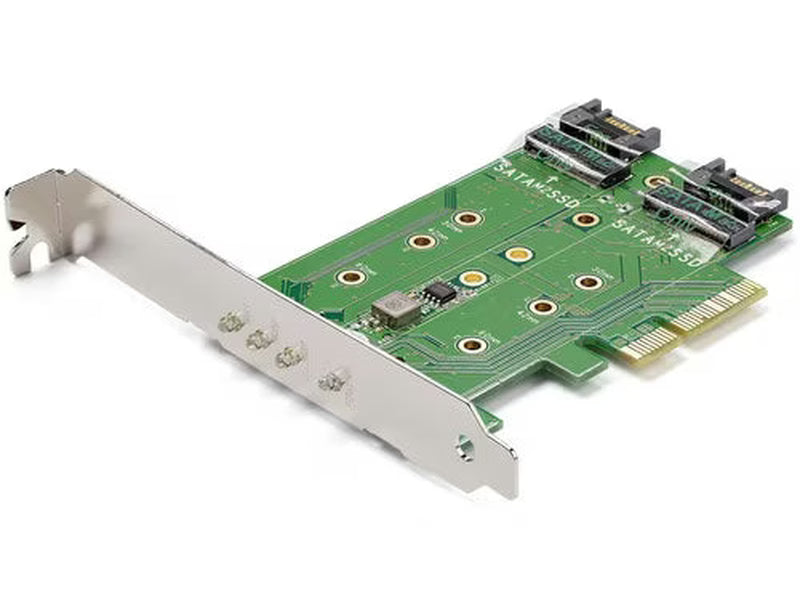 StarTech 3-Port M.2 SSD NGFF Adapter Card - 1 x PCIe NVMe M.2, 2 x SATA III M.2 - PCIe 3.0