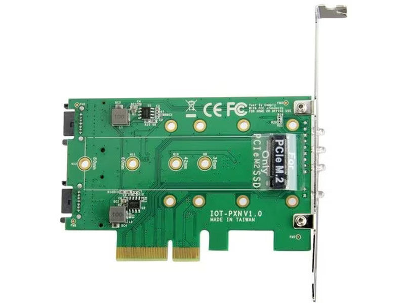 StarTech 3-Port M.2 SSD NGFF Adapter Card - 1 x PCIe NVMe M.2, 2 x SATA III M.2 - PCIe 3.0