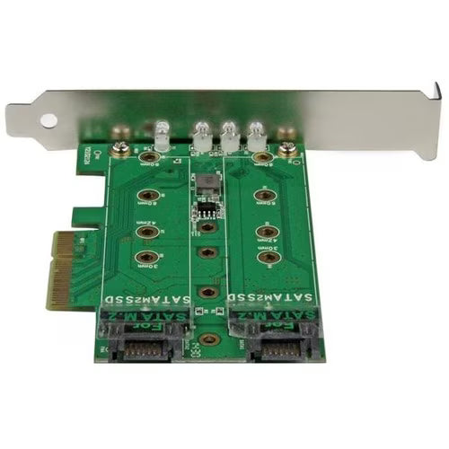StarTech 3-Port M.2 SSD NGFF Adapter Card - 1 x PCIe NVMe M.2, 2 x SATA III M.2 - PCIe 3.0