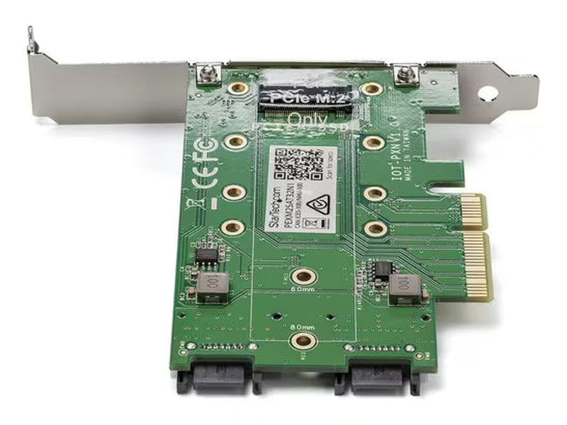 StarTech 3-Port M.2 SSD NGFF Adapter Card - 1 x PCIe NVMe M.2, 2 x SATA III M.2 - PCIe 3.0