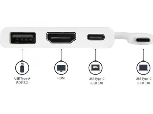 StarTech USB-C to 4K HDMI Multifunction Adapter withPower Delivery and USB-A Port - White