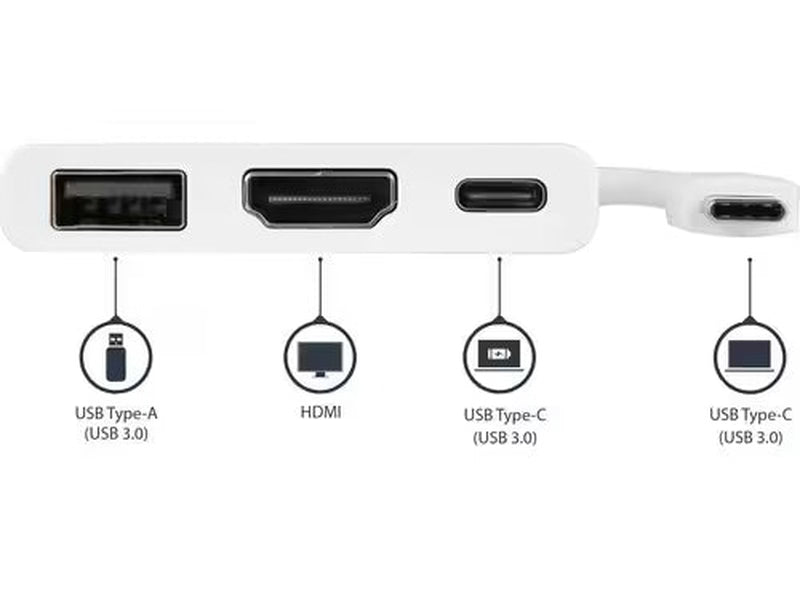 StarTech USB-C to 4K HDMI Multifunction Adapter withPower Delivery and USB-A Port - White
