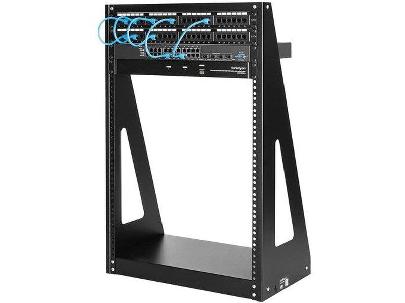 StarTech 2-Post 16U Heavy-Duty Desktop Server Rack, Small Open Frame 19in Network Rack for Home/Office IT Equipment