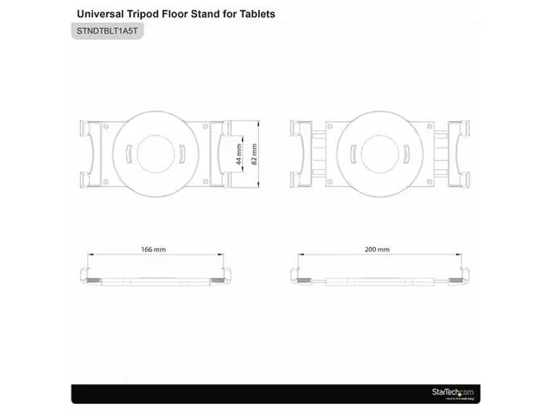 StarTech Adjustable Tablet Tripod Stand For 6.5" to 7.8" Wide Tablets