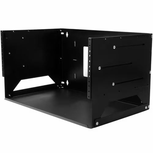 StarTech 2-Post 4U Open Frame Wall Mount Network Rack with Built-in Shelf and Adjustable Depth, Computer Rack for IT Equipment