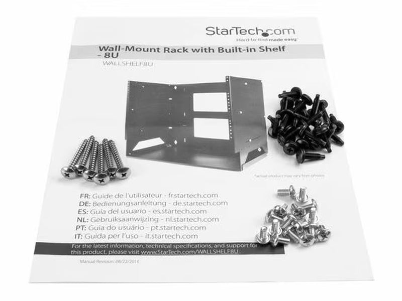 StarTech 2-Post 8U Open Frame Wall Mount Network Rack with Built-in Shelf and Adjustable Depth, Computer Rack for IT Equipment