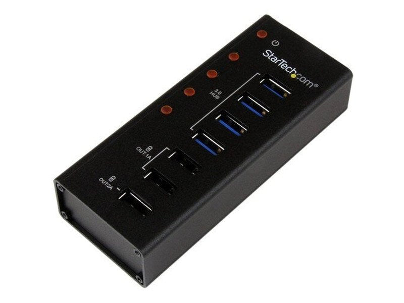 StarTech 4 Port USB 3.0 Hub plus 3 Dedicated USB Charging Ports 2 x 1A & 1 x 2A - Wall Mountable MetalEnclosure