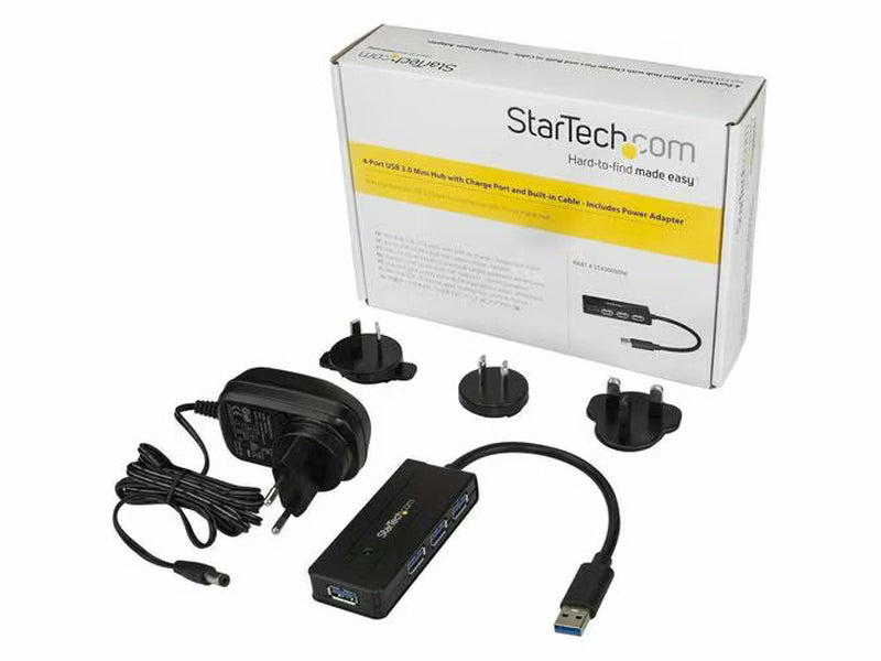 StarTech 4 Port USB 3.0 Hub SuperSpeed 5Gbps w/ Fast Charge - Portable USB 3.2 Gen 1 5Gbps Type-A Laptop/Desktop Hub