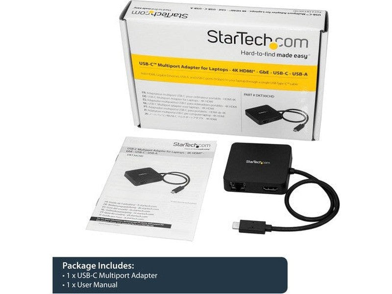 StarTech USB-C Multiport Adapter for Laptops - 4K HDMI -GbE - USB-C - USB-A
