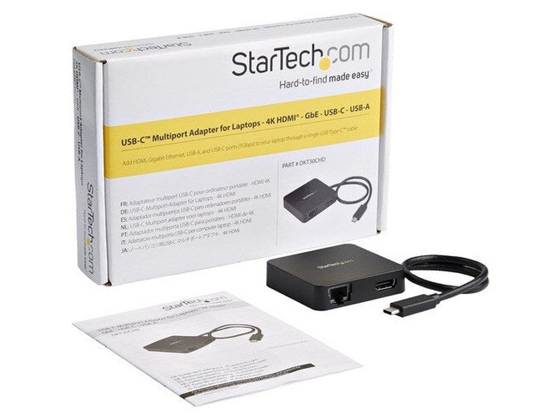 StarTech USB-C Multiport Adapter for Laptops - 4K HDMI -GbE - USB-C - USB-A