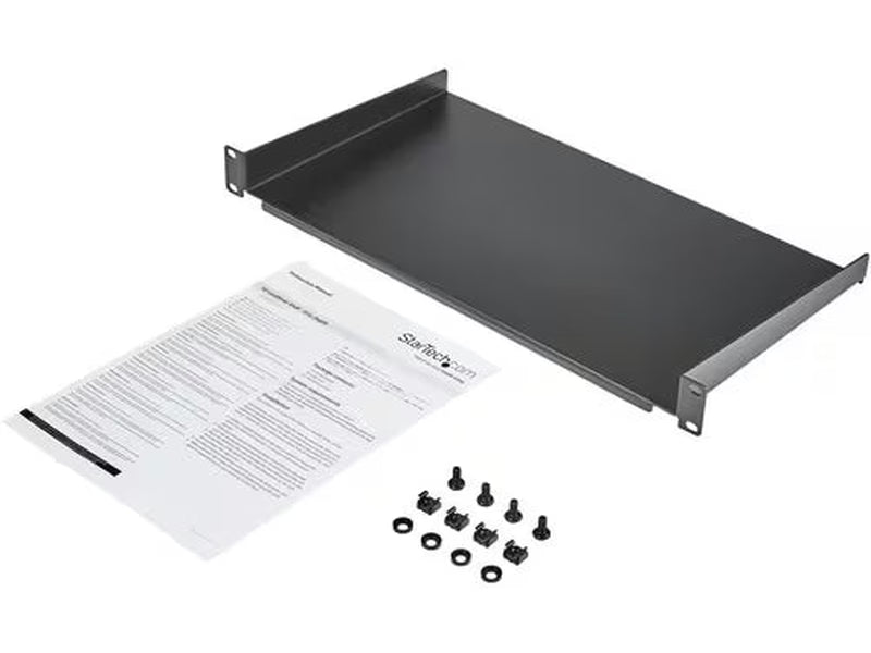 StarTech 1U Server Rack Cabinet Shelf - Fixed 10" Deep Cantilever Rackmount Tray for 19" Data/AV/Network Enclosure w/cage nuts, screws
