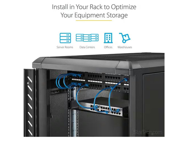 StarTech 1U Server Rack Cabinet Shelf - Fixed 10" Deep Cantilever Rackmount Tray for 19" Data/AV/Network Enclosure w/cage nuts, screws